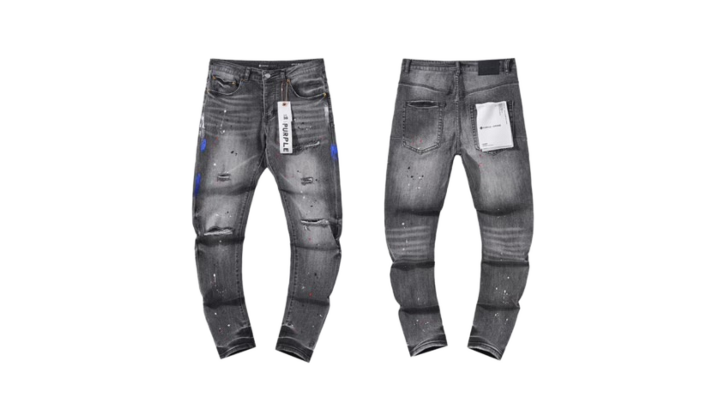 Grey Dirty Blowout Purple Jeans