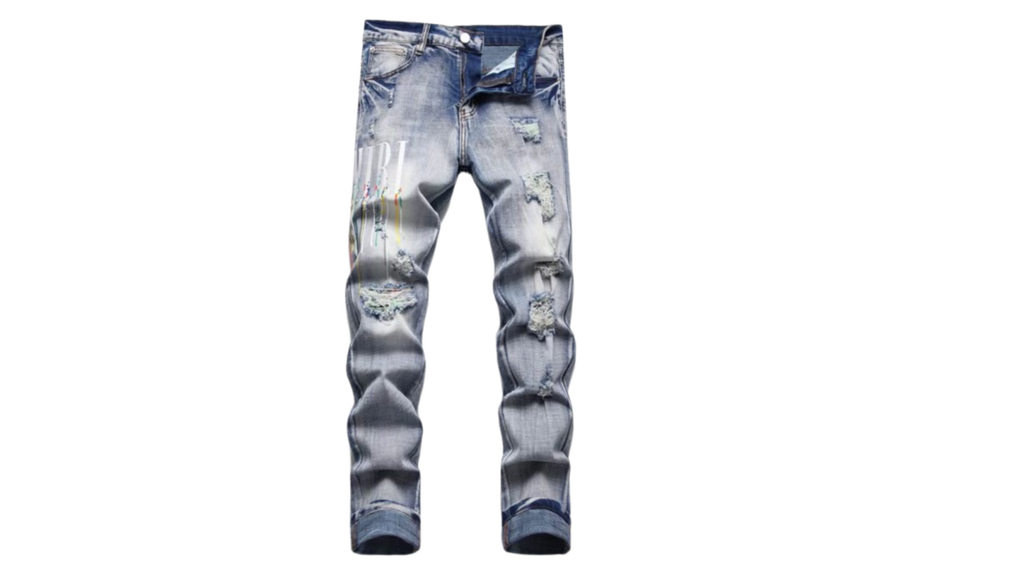 Amiri Denim Colorful Logo Jeans