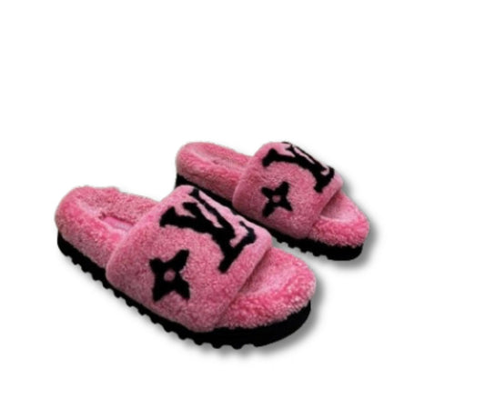 LV Fuzzy Slippers (Pink)