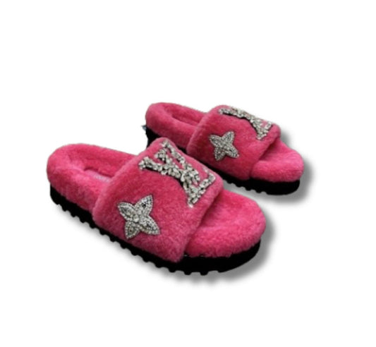 LV Bling Slippers (Pink)