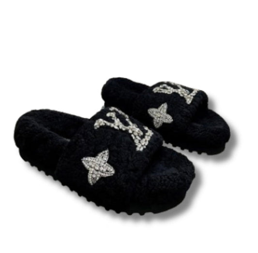 LV Bling Slippers (Black)