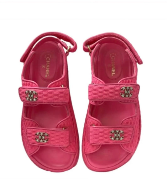 CC Strappy Sandals - Hot Pink