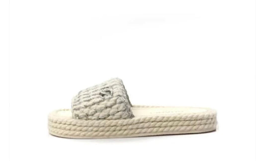 Knitted CC Slides - White