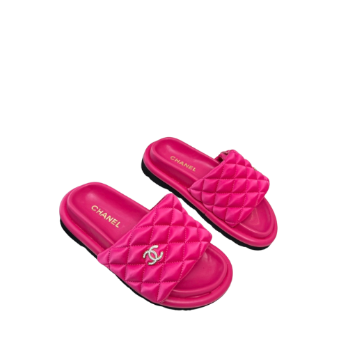 CC Tufted Luxury Slides (Hot Pink)